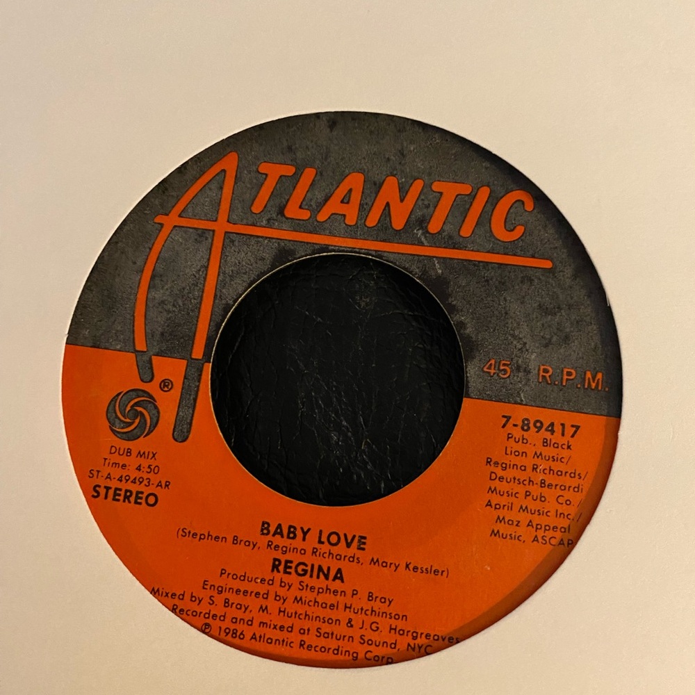 Regina "Baby Love" 1986 Atlantic Records 45 RPM 7" Vinyl Record collectible - Picture 6 of 6